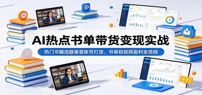AI热点书单带货变现实战：热门书籍选题垂直账号打造，书单短视频盈利全流程-科技美南博客