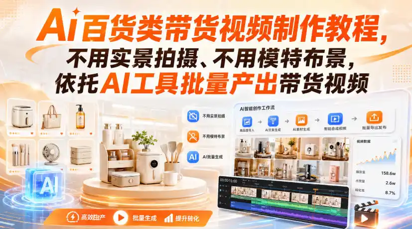Ai百货类带货视频制作教程，不用实景拍摄、不用模特布景，依托AI工具批量产出带货视频-科技美南博客