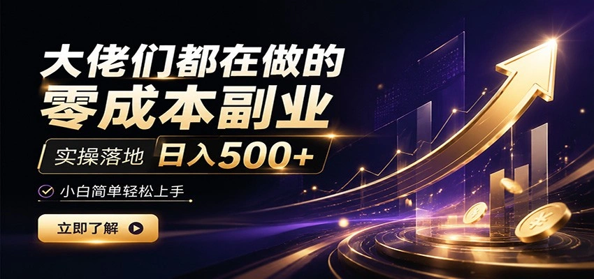 大佬们都在做的零成本副业，实操落地日入500+，小白一秒上手-科技美南博客