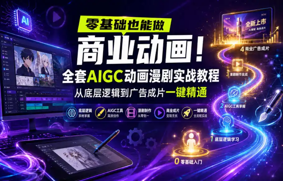 零基础也能做商业动画!全套AIGC动画漫剧实战教程,从底层逻辑到广告成片一键精通(更新0905)-科技美南博客