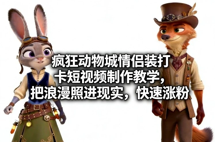 疯狂动物城情侣装打卡短视频制作教学，把浪漫照进现实，快速涨粉-科技美南博客