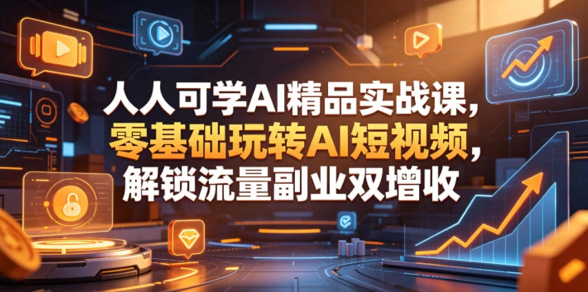 人人可学AI精品实战课,零基础玩转AI短视频,解锁流量副业双增收-科技美南博客