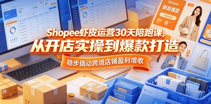 Shopee虾皮运营30天陪跑课，从开店实操到爆款打造，稳步撬动跨境店铺盈利增收-科技美南博客