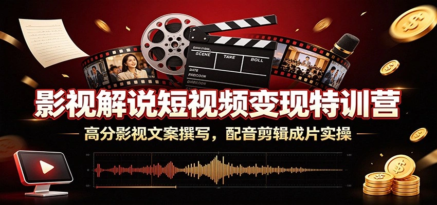 影视解说短视频变现特训营：高分影视文案撰写，配音剪辑成片实操-科技美南博客