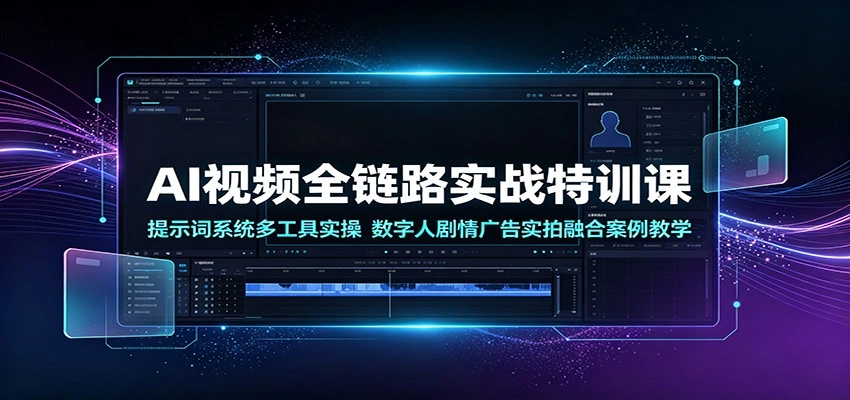 AI视频全链路实战特训课：提示词系统多工具实操，数字人剧情广告实拍融合案例教学-科技美南博客