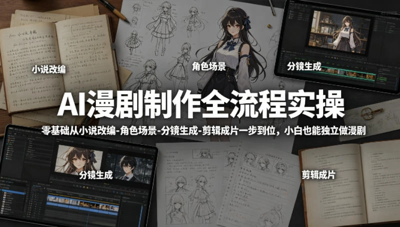 AI漫剧制作全流程实操，零基础从小说改编-角色场景-分镜生成-剪辑成片一步到位，小白也能独立做漫剧-科技美南博客