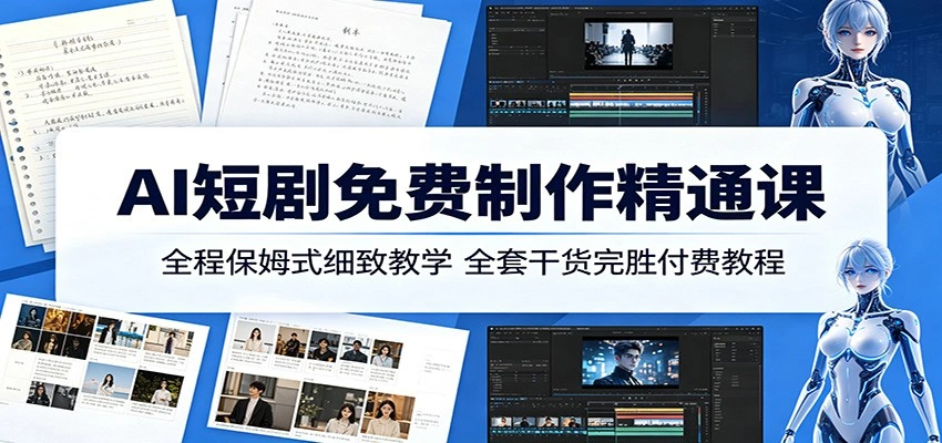 AI短剧免费制作精通课：全程保姆式细致教学，全套干货完胜付费教程-科技美南博客