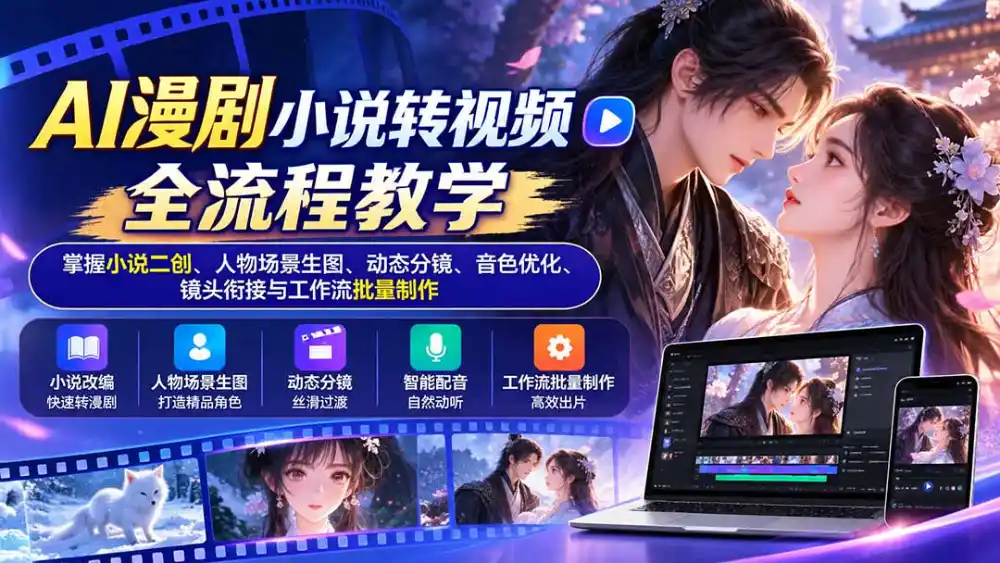AI漫剧小说转视频全流程教学：掌握小说二创、人物场景生图、动态分镜、音色优化、镜头衔接与工作流批量制作-科技美南博客