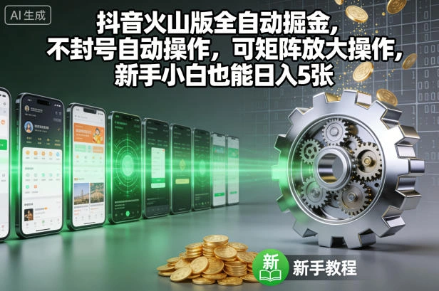 抖音火山版全自动掘金，不封号自动操作，可矩阵放大操作，新手小白也能日入5张【揭秘】-科技美南博客