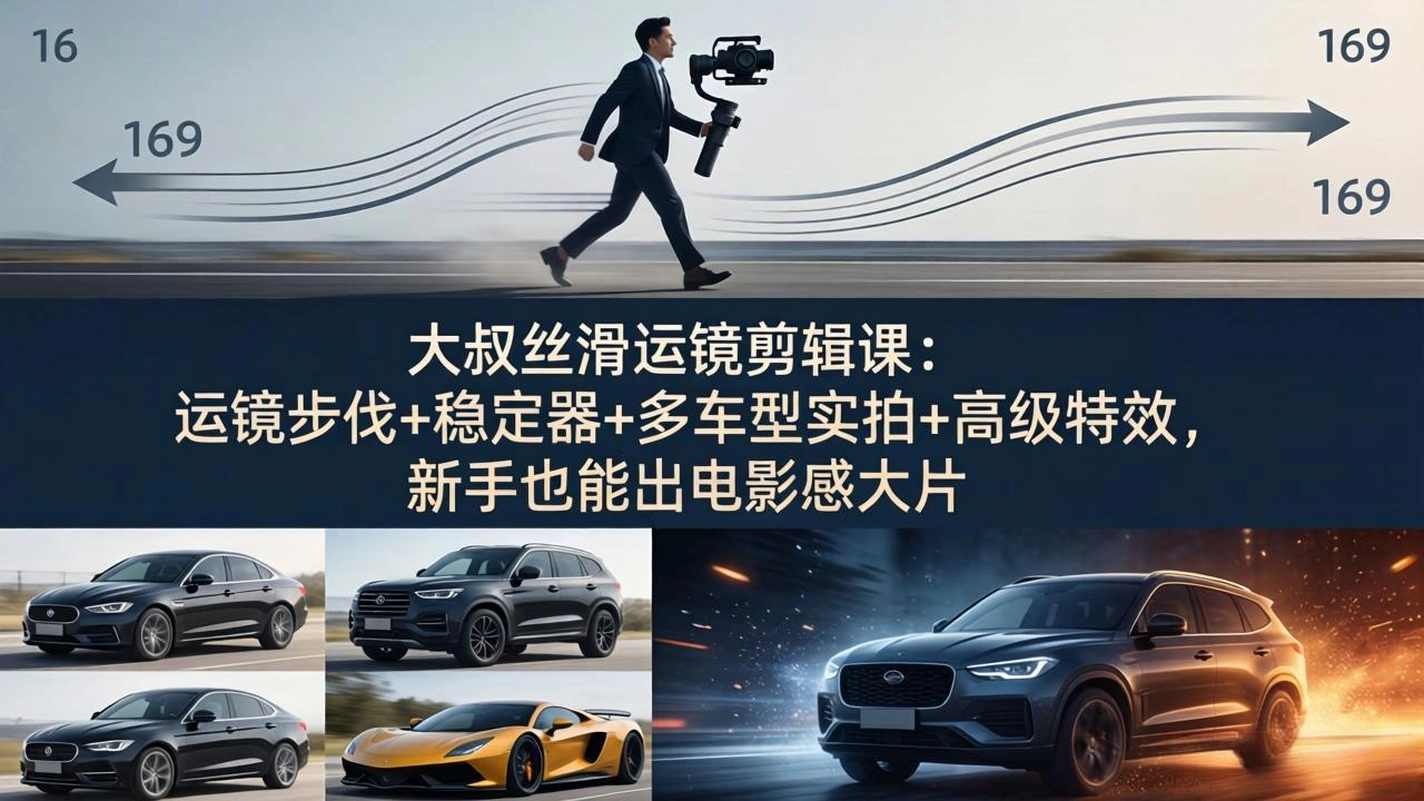 大叔丝滑运镜剪辑课：运镜步伐+稳定器+多车型实拍+高级特效，新手也能出电影感大片-科技美南博客