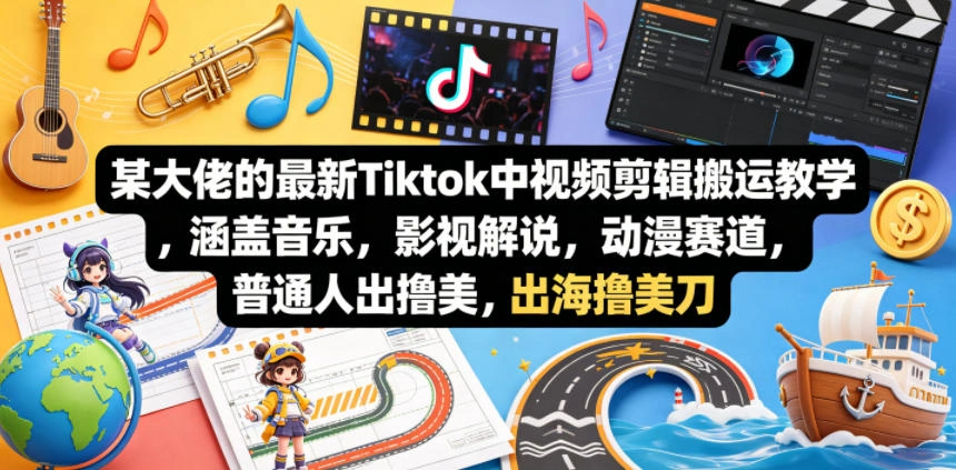 某大佬的最新Tiktok中视频剪辑搬运教学，涵盖音乐，影视解说，动漫赛道，普通人出海撸美刀-科技美南博客