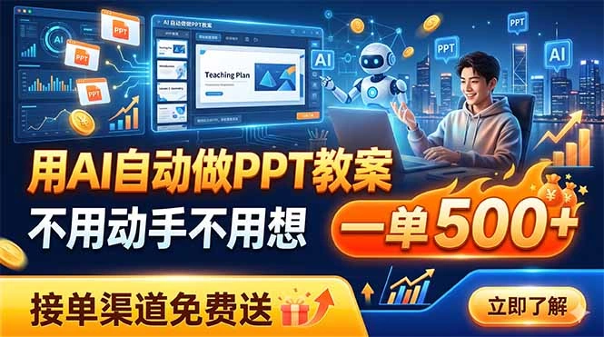 用AI自动做PPT教案，不用动手不用想，一单500+，接单渠道免费送-科技美南博客