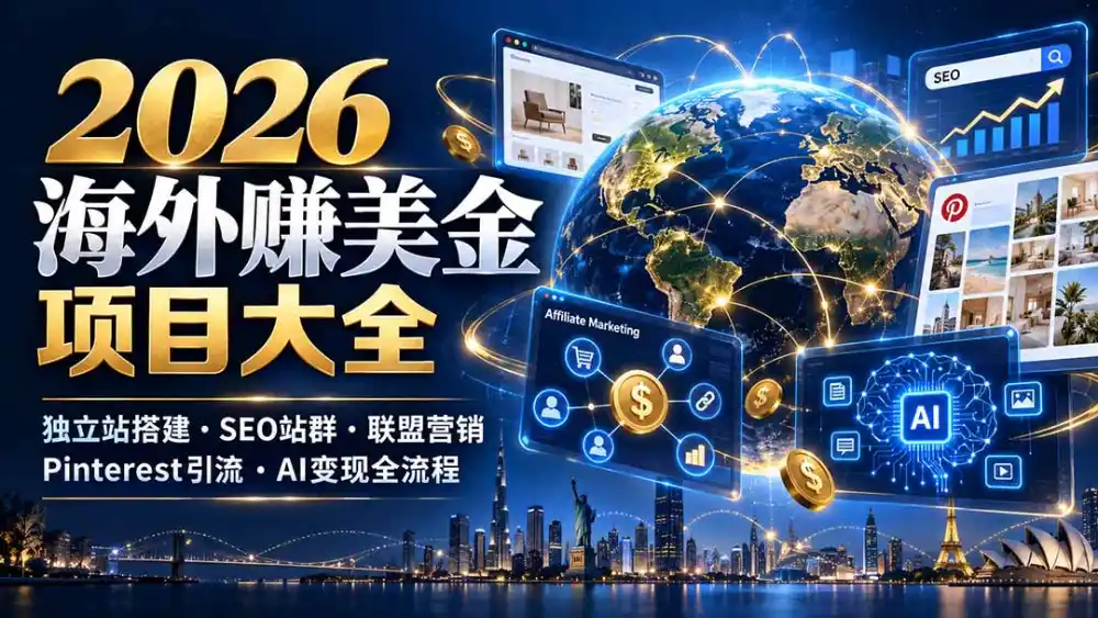 2026海外赚美金项目大全：独立站搭建、SEO站群、联盟营销、Pinterest引流与AI变现全流程-科技美南博客