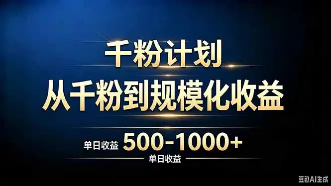 抖音千粉账号计划，从千粉到规模化收益 500-1000+单日收益-科技美南博客