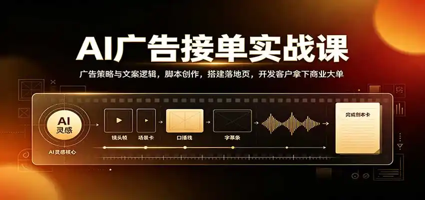 AI广告接单实战：广告策略与文案逻辑，脚本创作，搭建落地页，开发客户拿下商业大单-科技美南博客