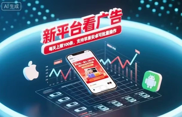 新台看广告,养好机一条5毛到5块,单机日入30到100,支持苹果安卓,可批量操作。-科技美南博客