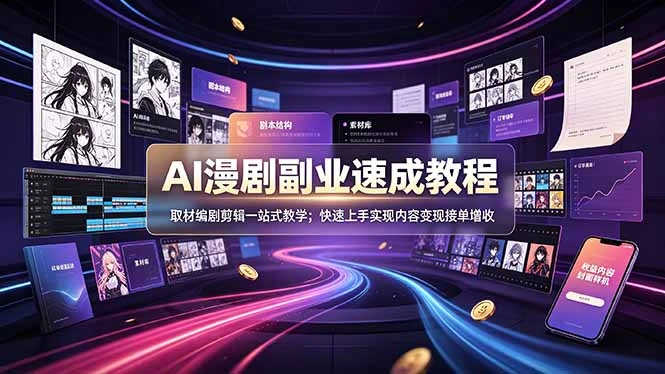 AI漫剧副业速成教程，取材编剧剪辑一站式教学；快速上手实现内容变现接单增收-科技美南博客