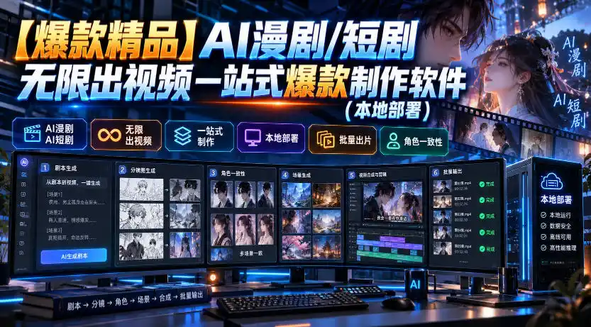 【爆款精品】AI漫剧/短剧无限出视频一站式爆款制作软件(本地部署)-科技美南博客