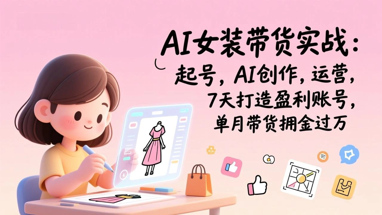 AI女装带货实战：起号，AI创作，运营，7天打造盈利账号，单月带货佣金过万-科技美南博客