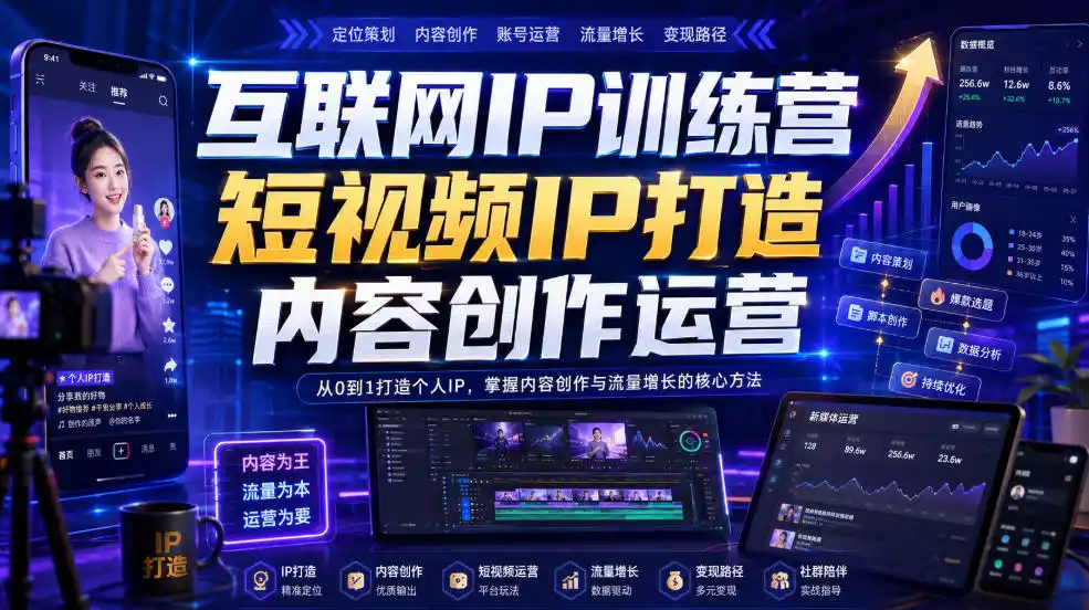 互联网IP训练营,短视频IP打造,内容创作运营-科技美南博客