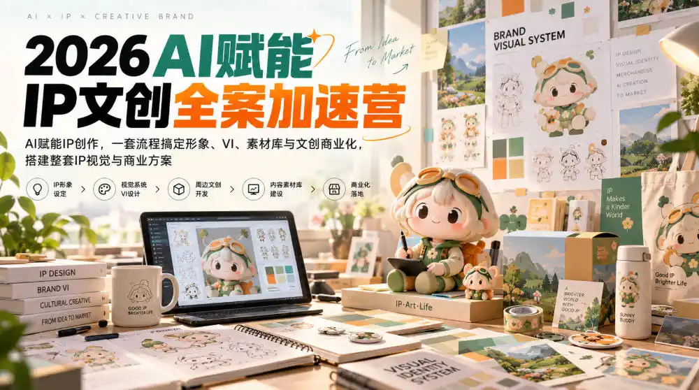2026AI赋能ip文创全案加速营,AI赋能IP创作,一套流程搞定形象、VI、素材库与文创商业化,搭建整套IP视觉与商业方案-科技美南博客