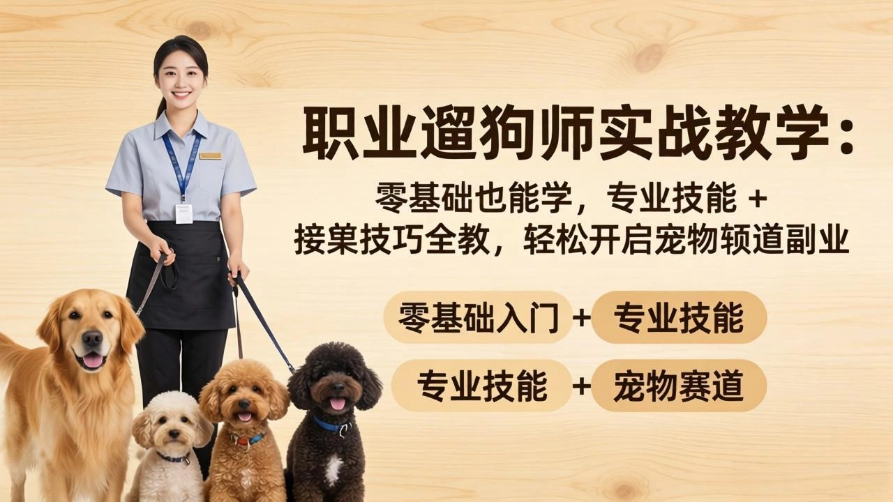 职业遛狗师实战教学：零基础也能学，专业技能 + 接单技巧全教，轻松开启宠物赛道副业-科技美南博客