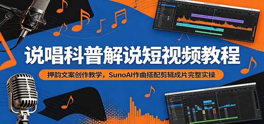 说唱科普解说短视频教程：押韵文案创作教学，SunoAI作曲搭配剪辑成片完整实操-科技美南博客