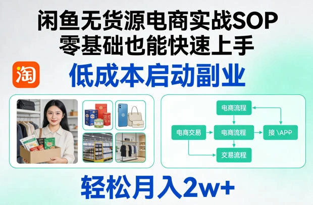 闲鱼无货源电商实战SOP，零基础也能快速上手，低成本启动副业，轻松月入2w+-科技美南博客