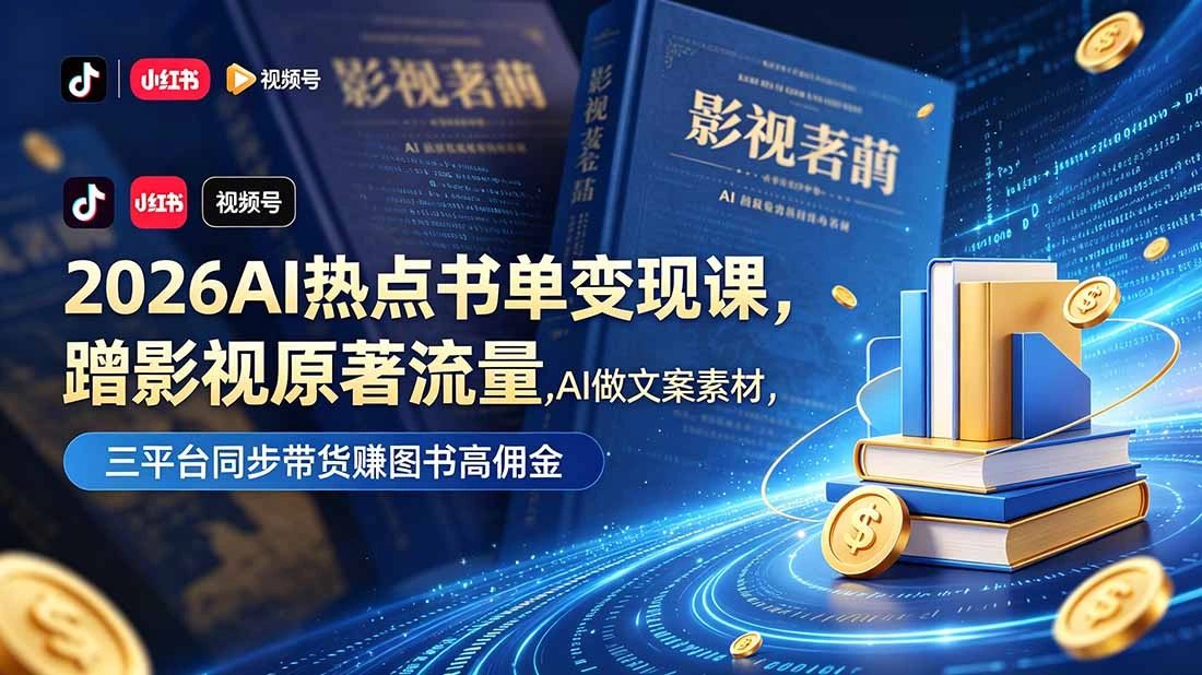 2026AI热点书单变现课，蹭影视原著流量，AI做文案素材，三平台同步带货赚图书高佣金-科技美南博客