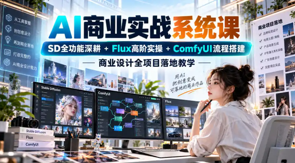 AI商业实战系统课｜SD全功能深耕+Flux高阶实操+Comfyui流程搭建，商业设计全项目落地教学-科技美南博客