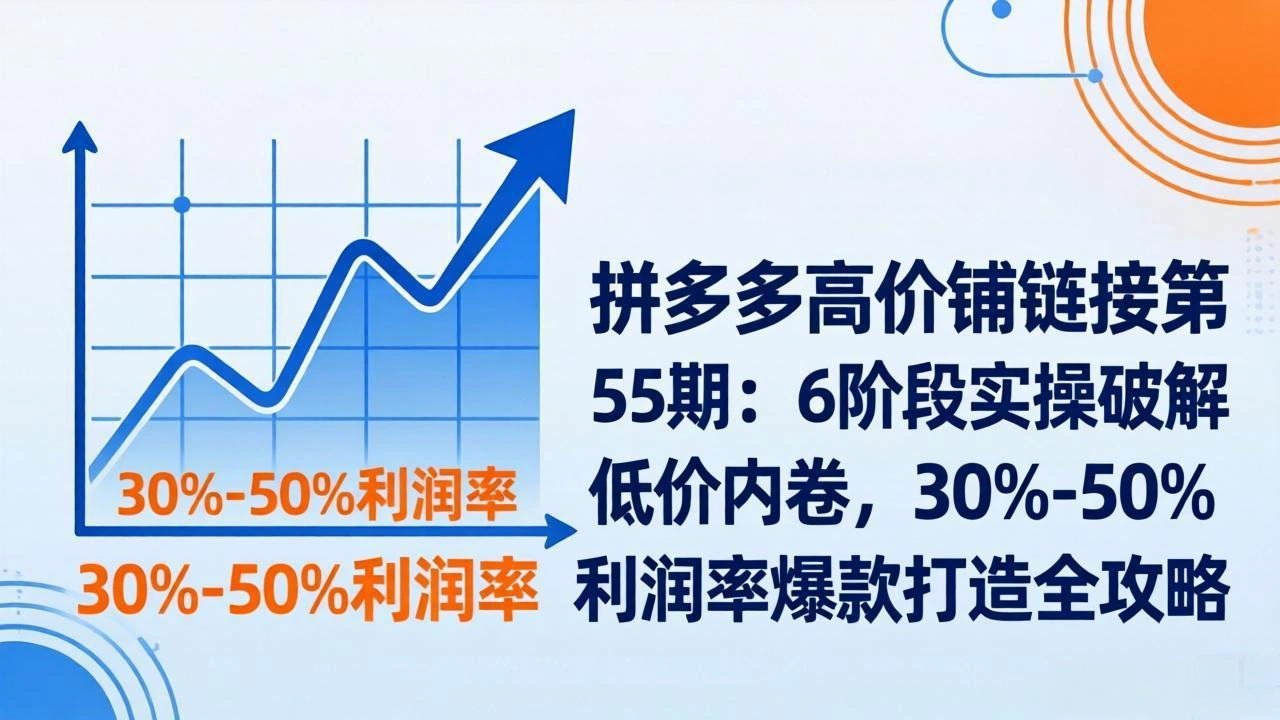拼多多高价铺链接第55期：6阶段实操破解低价内卷，30%-50%利润率爆款打造全攻略-科技美南博客