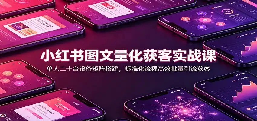 小红书图文量化获客实战课：单人二十台设备矩阵搭建，标准化流程高效批量引流获客-科技美南博客