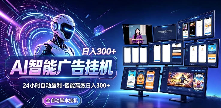 AI智能广告挂G项目，无需人工，单机稳定日入200+，可矩阵放大，24小时不间断刷广告賺收益【揭秘】-科技美南博客