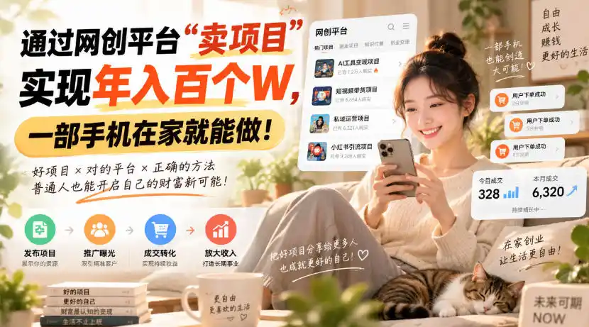 靠卖网创项目变现，一年拿下百万收益！一台手机就能操作！-科技美南博客