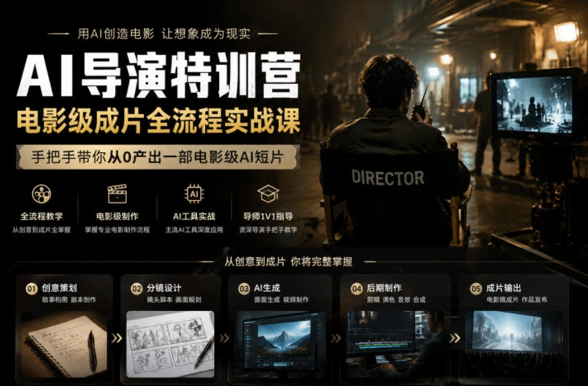 AI导演特训营,电影级成片全流程实战课,手把手带你从0产出一部电影级AI短片-科技美南博客