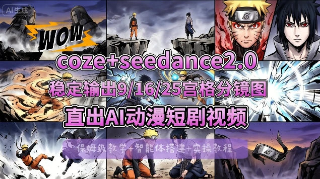 [COZE搭建教学]COZE+即梦Seedance 2.0稳定输出9-16-25宫格分镜图直出AI漫剧视频-科技美南博客