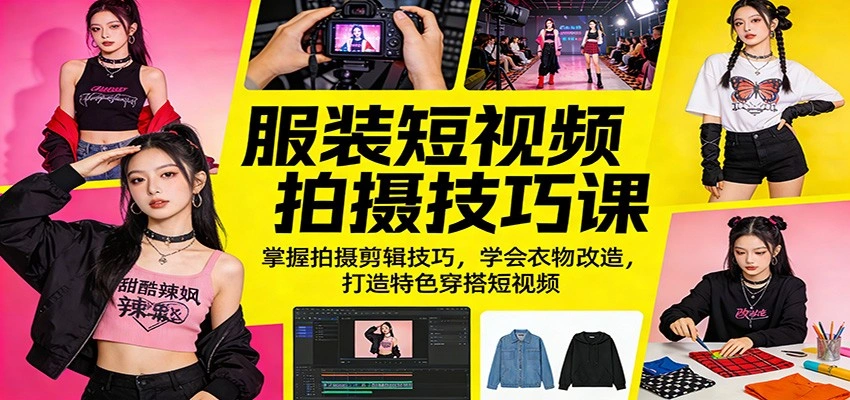服装短视频拍摄技巧课：掌握拍摄剪辑技巧，学会衣物改造，打造特色穿搭短视频-科技美南博客