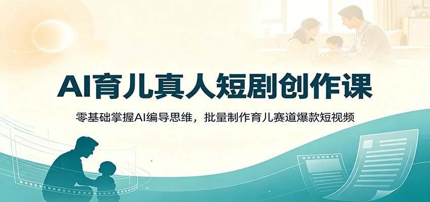 AI育儿真人短剧创作课：零基础掌握AI编导思维，批量制作育儿赛道爆款短视频-科技美南博客
