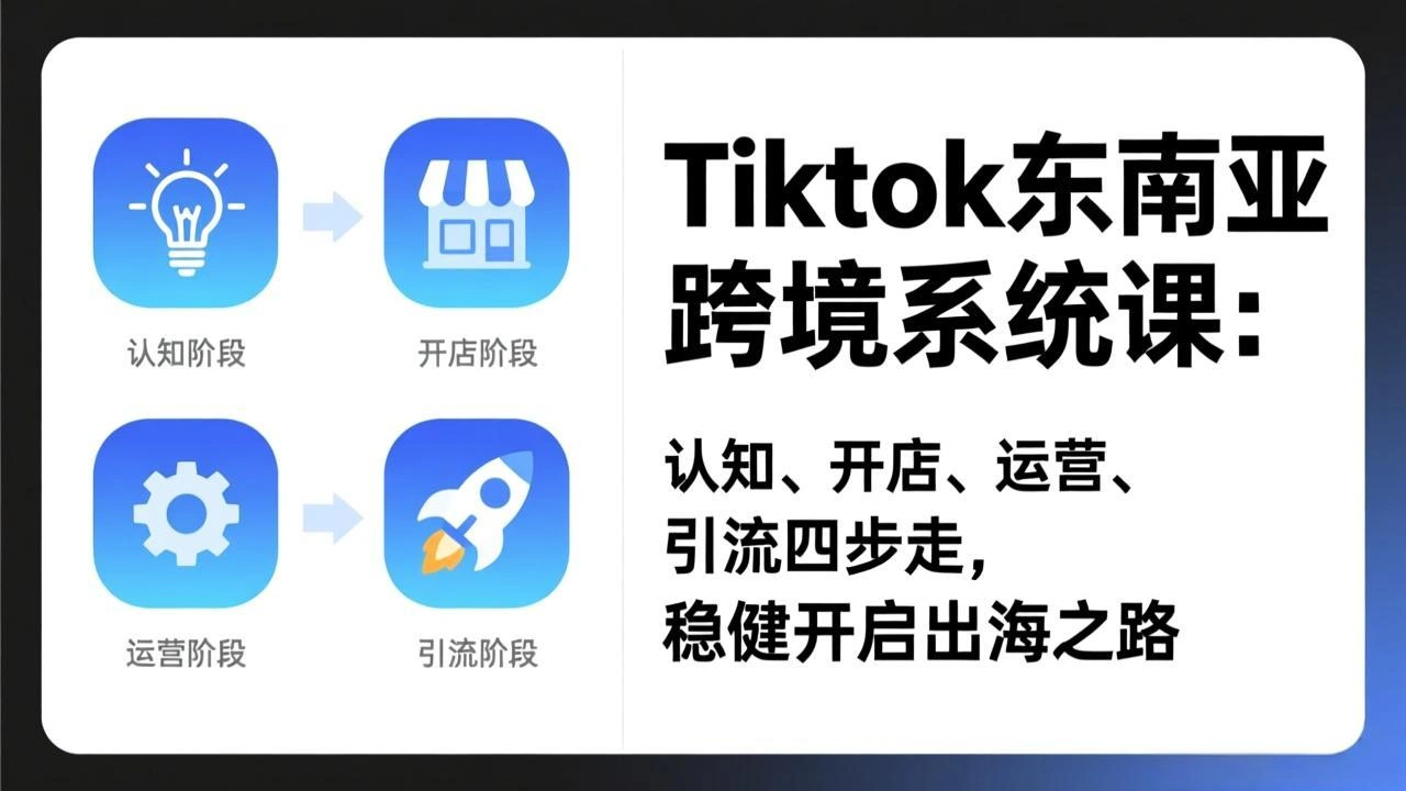 TikTok东南亚跨境系统课：认知、开店、运营、引流四步走，稳健开启出海之路-科技美南博客