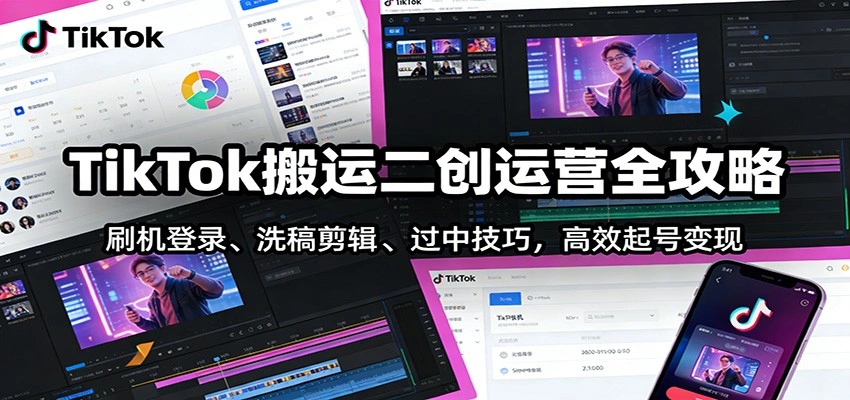 TikTok搬运二创运营全攻略：刷机登录、洗稿剪辑 、过中技巧，高效起号变现-科技美南博客