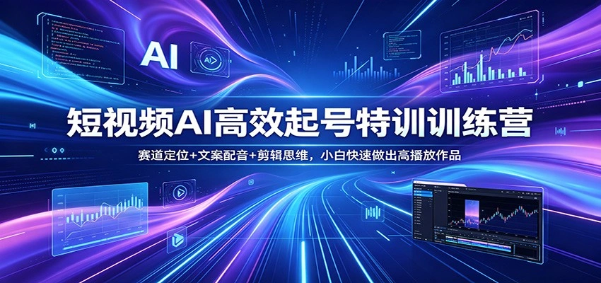 短视频AI高效起号特训训练营：赛道定位+文案配音+剪辑思维，小白快速做出高播放作品-科技美南博客