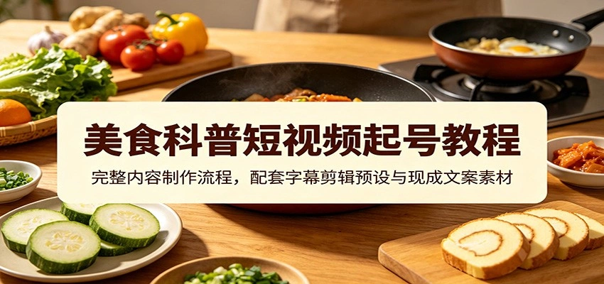 美食科普短视频起号教程:完整内容制作流程,配套字幕剪辑预设与现成文案素材-科技美南博客