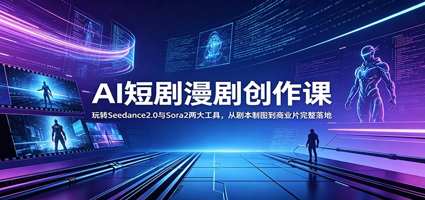 AI短剧漫剧创作课：玩转Seedance2.0与 Sora2两大工具，从剧本制图到商业片完整落地-科技美南博客