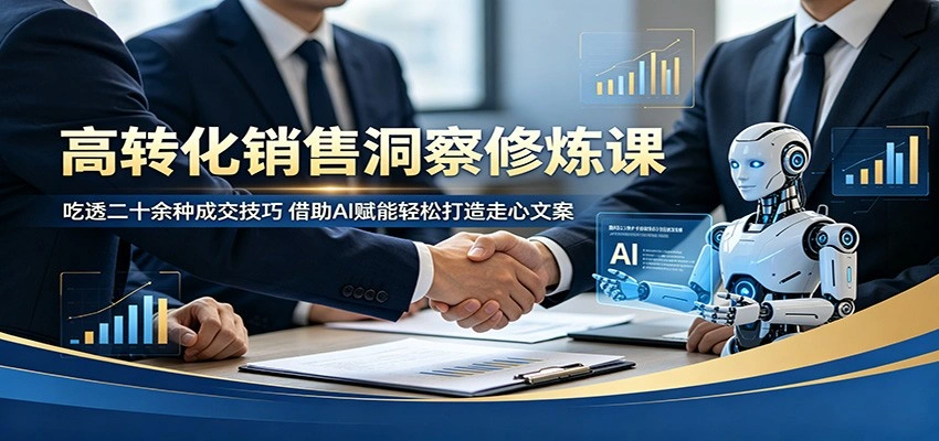高转化销售洞察修炼课：吃透二十余种成交技巧，借助AI赋能轻松打造走心文案-科技美南博客