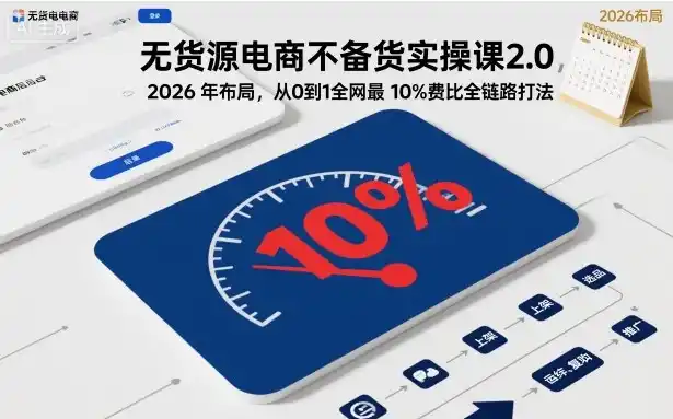 无货源电商不备货实操课2.0，2026年布局，从0到1全网最低10%费比全链路打法【更新261010】-科技美南博客