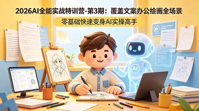 2026AI全能实战特训营-第3期：覆盖文案办公绘画全场景 零基础快速变身AI实操高手-科技美南博客