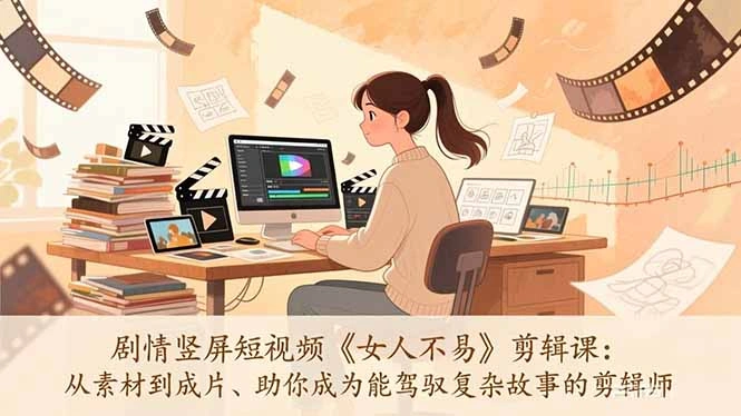 剧情竖屏短视频《女人不易》剪辑课：从素材到成片、助你成为能驾驭复杂故事的剪辑师-科技美南博客