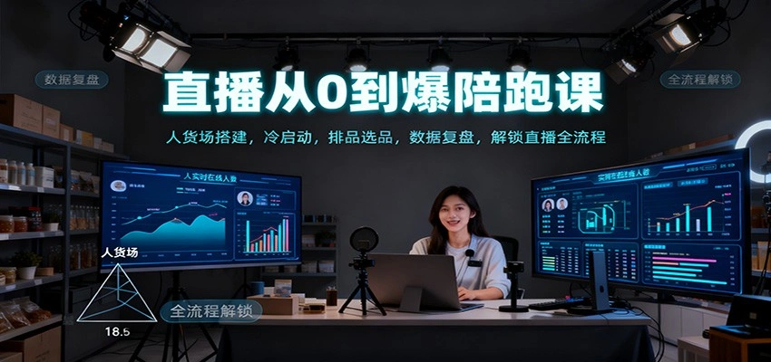 直播从0到爆陪跑课：人货场搭建，冷启动，排品选品，数据复盘，解锁直播全流程-科技美南博客