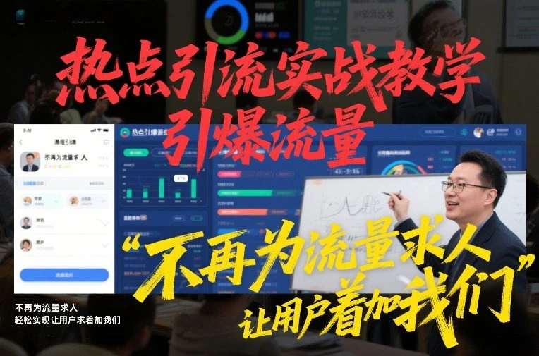 热点引流实战教学，引爆流量，不再为流量求人，轻松实现让用户求着加我们-科技美南博客