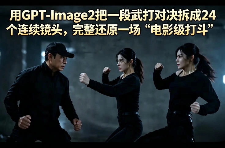 用GPT-Image2把一段武打对决拆成24个连续镜头，完整还原一场“电影级打斗”-科技美南博客